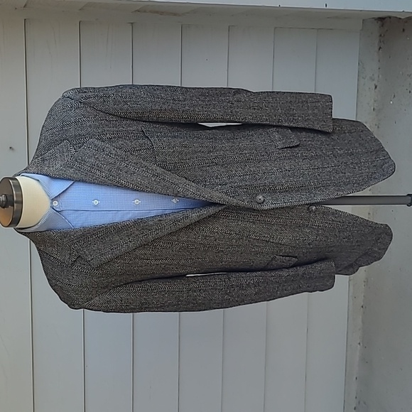 POLO RALPH LAUREN Grey Brown Herringbone Striped TWEED Wool 44‎ L Sport Coat VTG